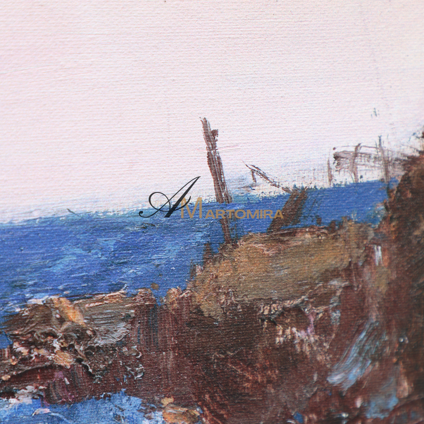 Landscape Wall Art | Blue Ocean Paintings | Large Horizontal Coastal Wall Art | Large Canvas Art #DF047