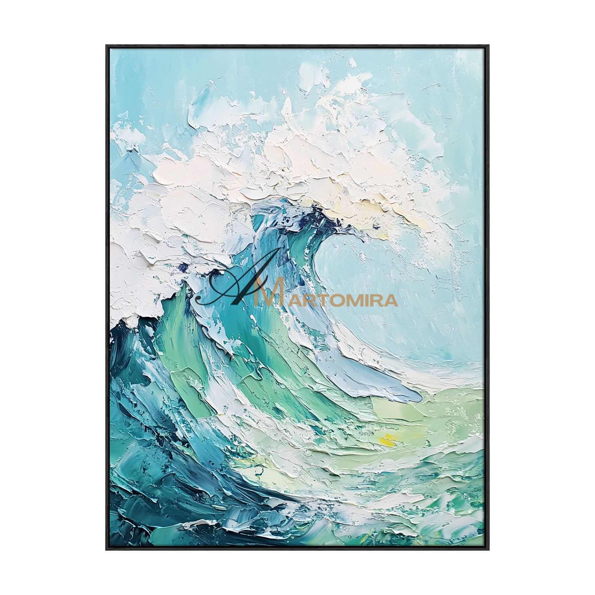 Wave Painting | Blue Ocean Paintings | White Textured Wall Art | Large Blue Abstract Wall Art #POS065