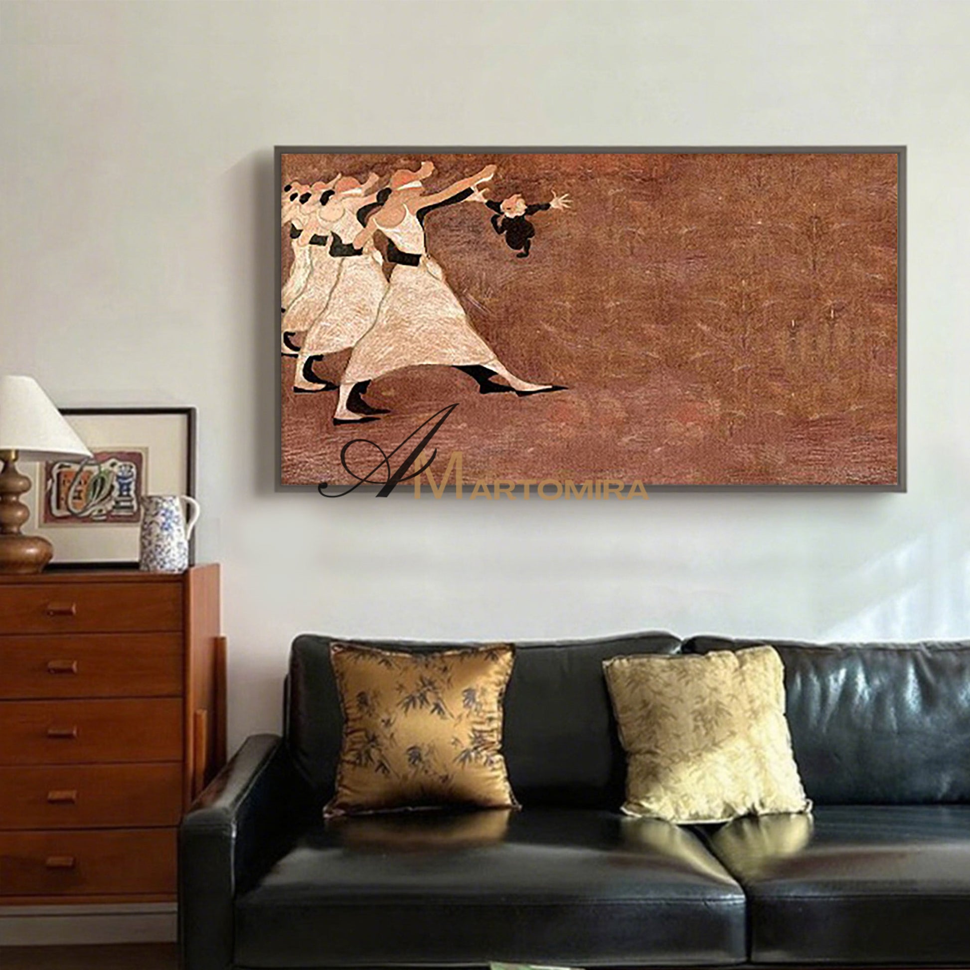 Abstract Wall Art | Large Canvas Wall Art For Living Room | Abstract People Painting | Brown Wall Art #MF015