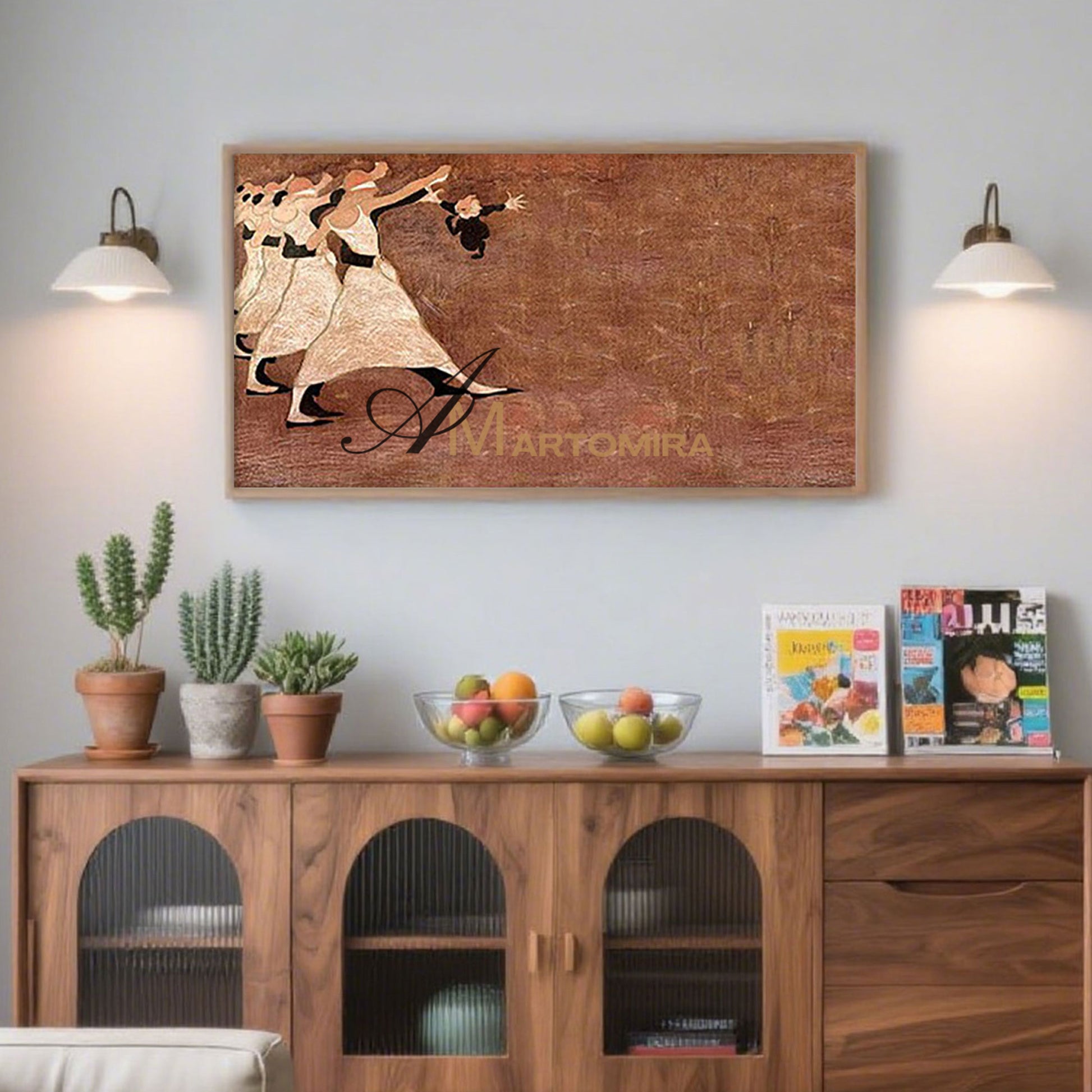 Abstract Wall Art | Large Canvas Wall Art For Living Room | Abstract People Painting | Brown Wall Art #MF015