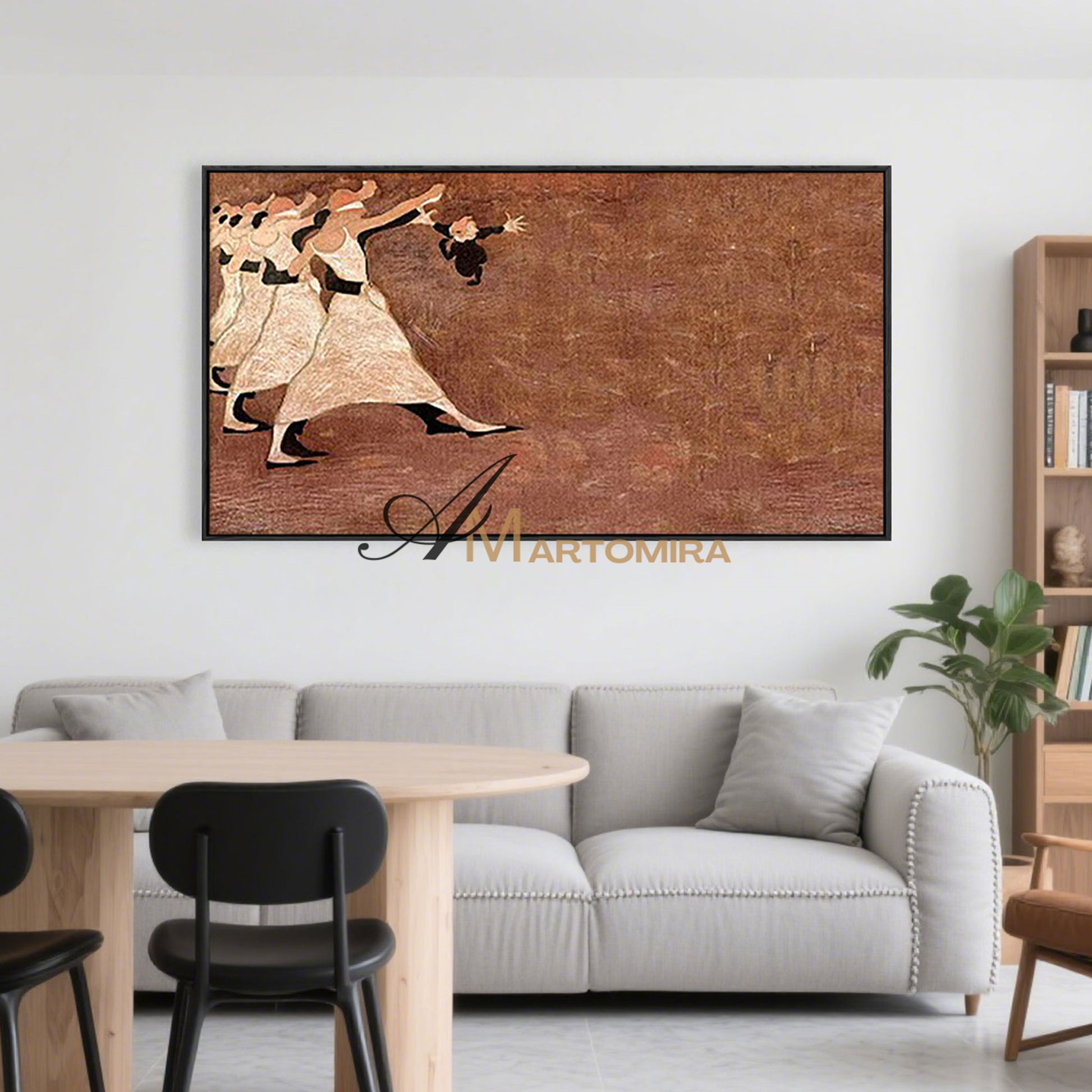 Abstract Wall Art | Large Canvas Wall Art For Living Room | Abstract People Painting | Brown Wall Art #MF015