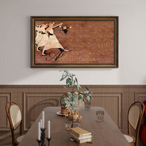 Abstract Wall Art | Large Canvas Wall Art For Living Room | Abstract People Painting | Brown Wall Art #MF015