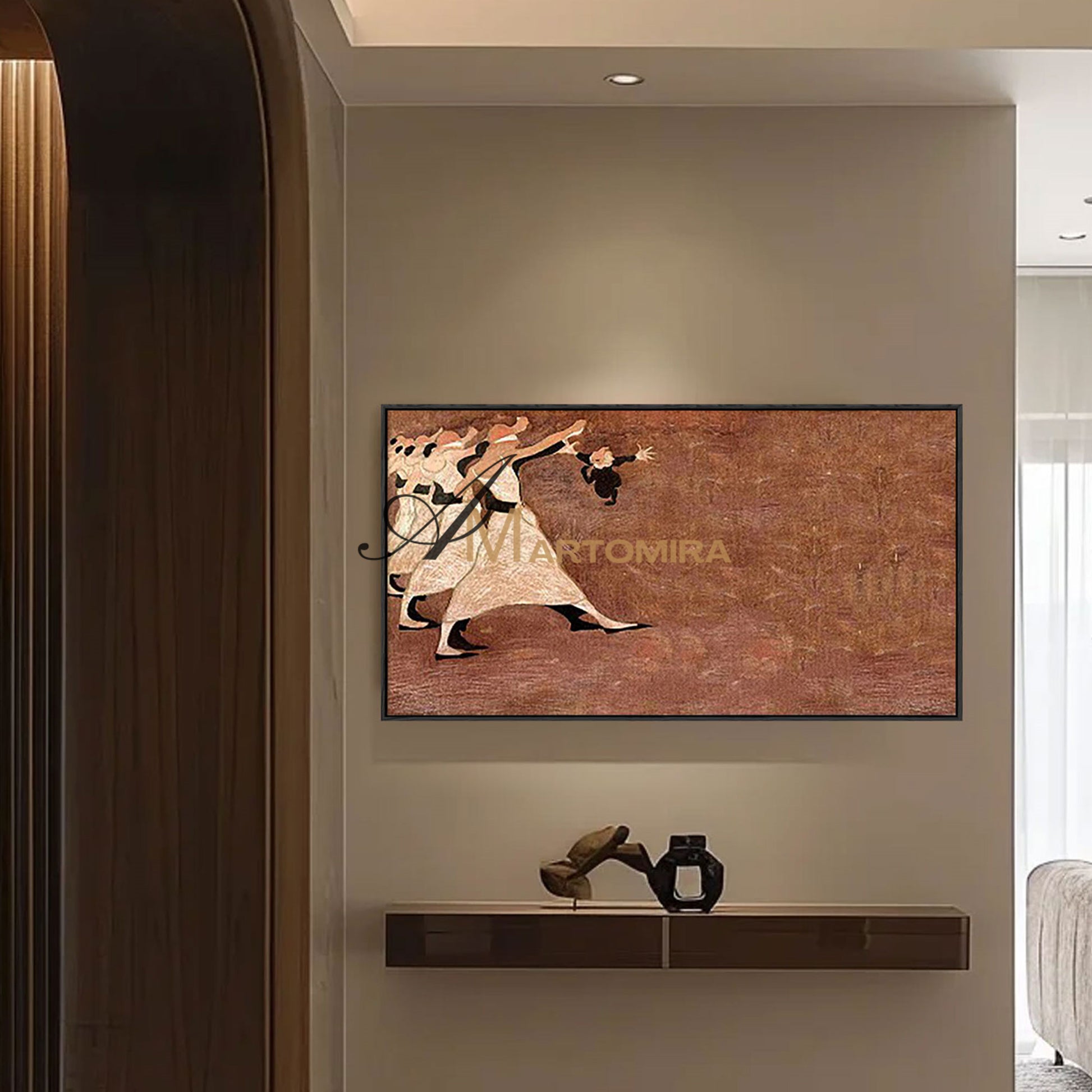 Abstract Wall Art | Large Canvas Wall Art For Living Room | Abstract People Painting | Brown Wall Art #MF015