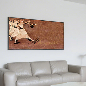 Abstract Wall Art | Large Canvas Wall Art For Living Room | Abstract People Painting | Brown Wall Art #MF015