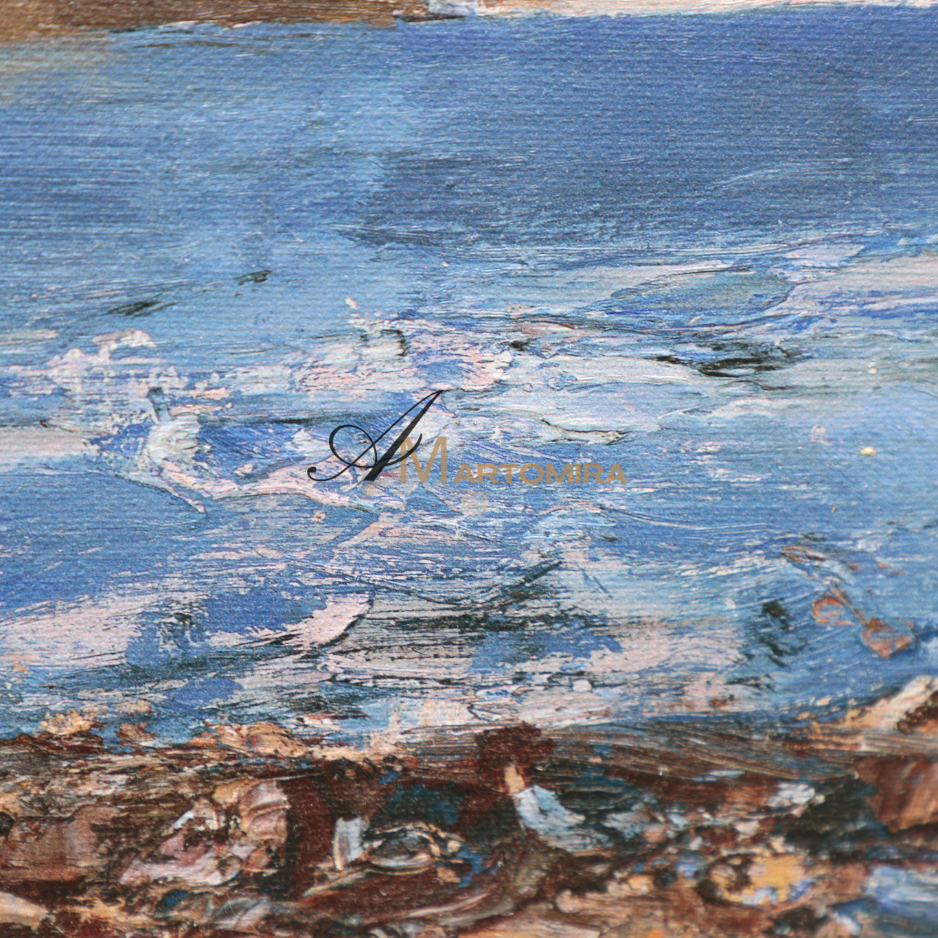 Landscape Wall Art | Blue Ocean Paintings | Large Horizontal Coastal Wall Art | Large Canvas Art #DF047