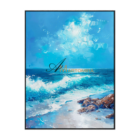 Wave Painting | Blue Ocean Paintings | Acrylic Landscape Art | Beach And Coastal Wall Art #POS066