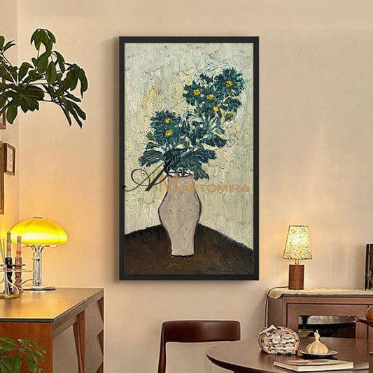 Flower Canvas Painting | Acrylic Flower Painting | Paintings Of Flowers In Vase #MF016