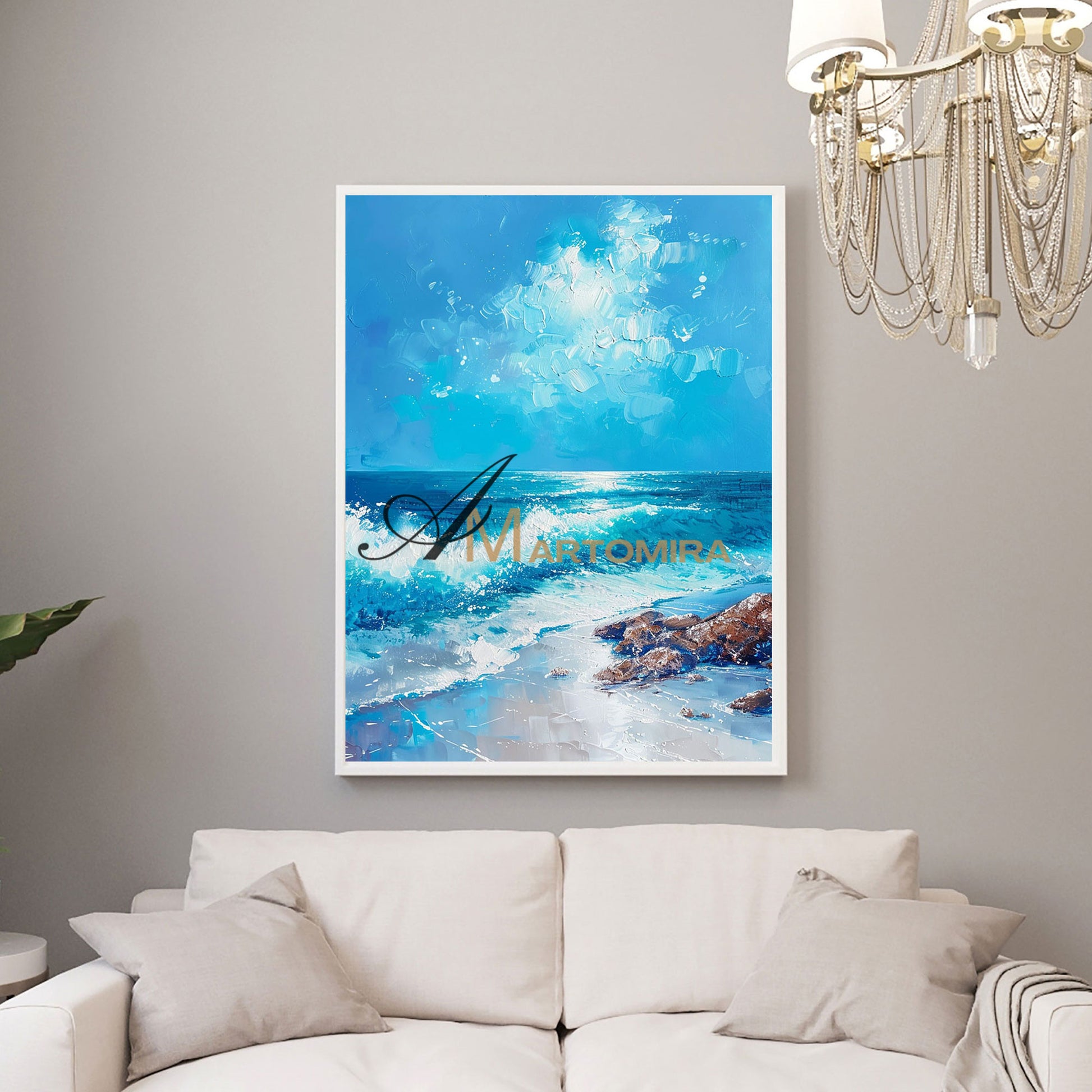 Wave Painting | Blue Ocean Paintings | Acrylic Landscape Art | Beach And Coastal Wall Art #POS066