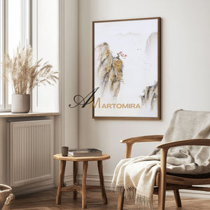 Painting Of The Mountains | Gold Canvas Art | Abstract Landscape Art | Large Canvas Wall Art #DF008