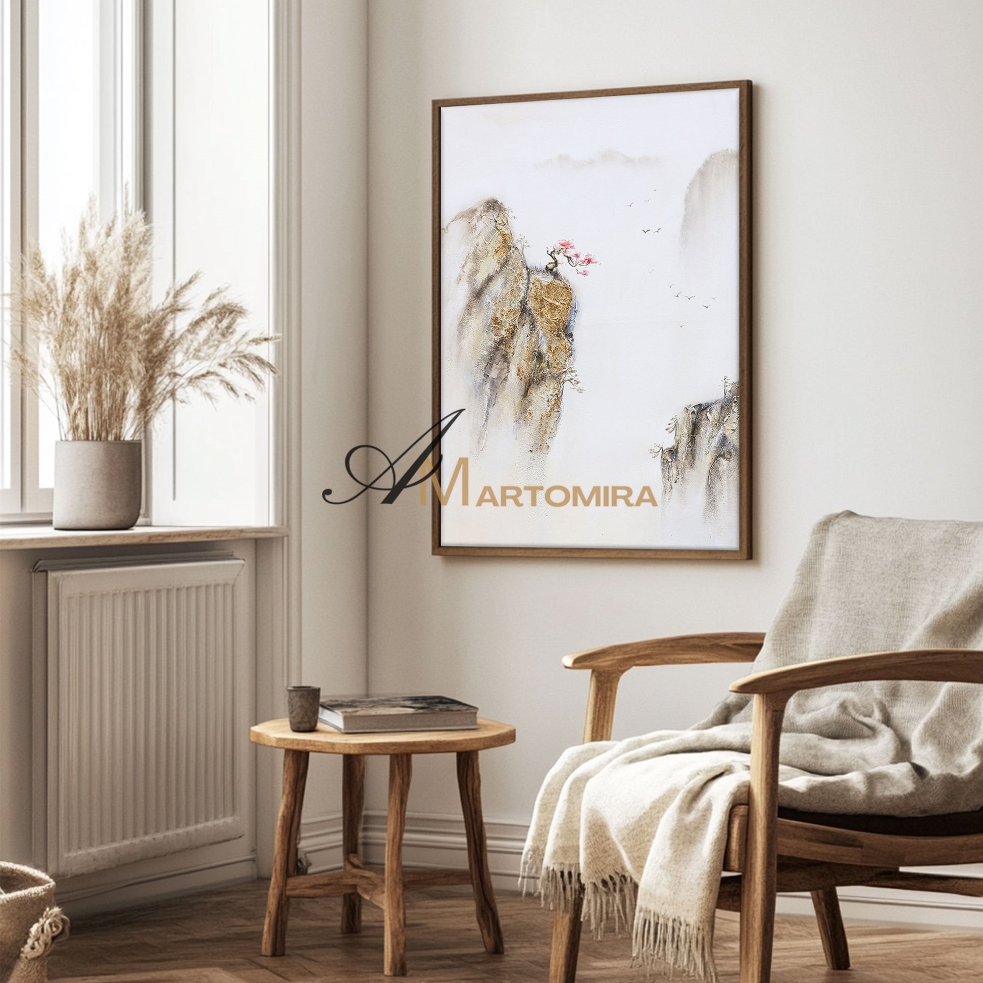 Painting Of The Mountains | Gold Canvas Art | Abstract Landscape Art | Large Canvas Wall Art #DF008