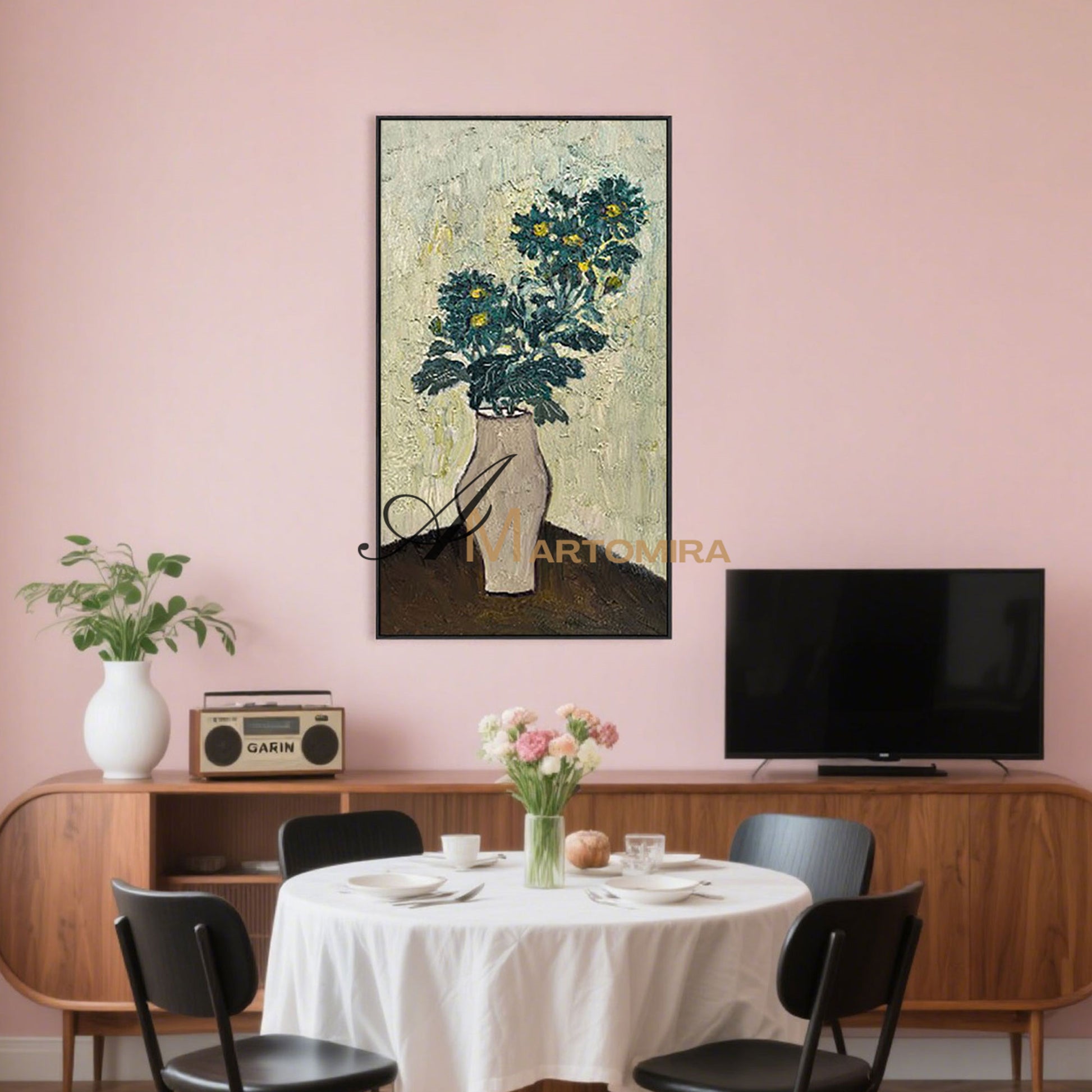 Flower Canvas Painting | Acrylic Flower Painting | Paintings Of Flowers In Vase #MF016