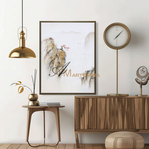 Painting Of The Mountains | Gold Canvas Art | Abstract Landscape Art | Large Canvas Wall Art #DF008