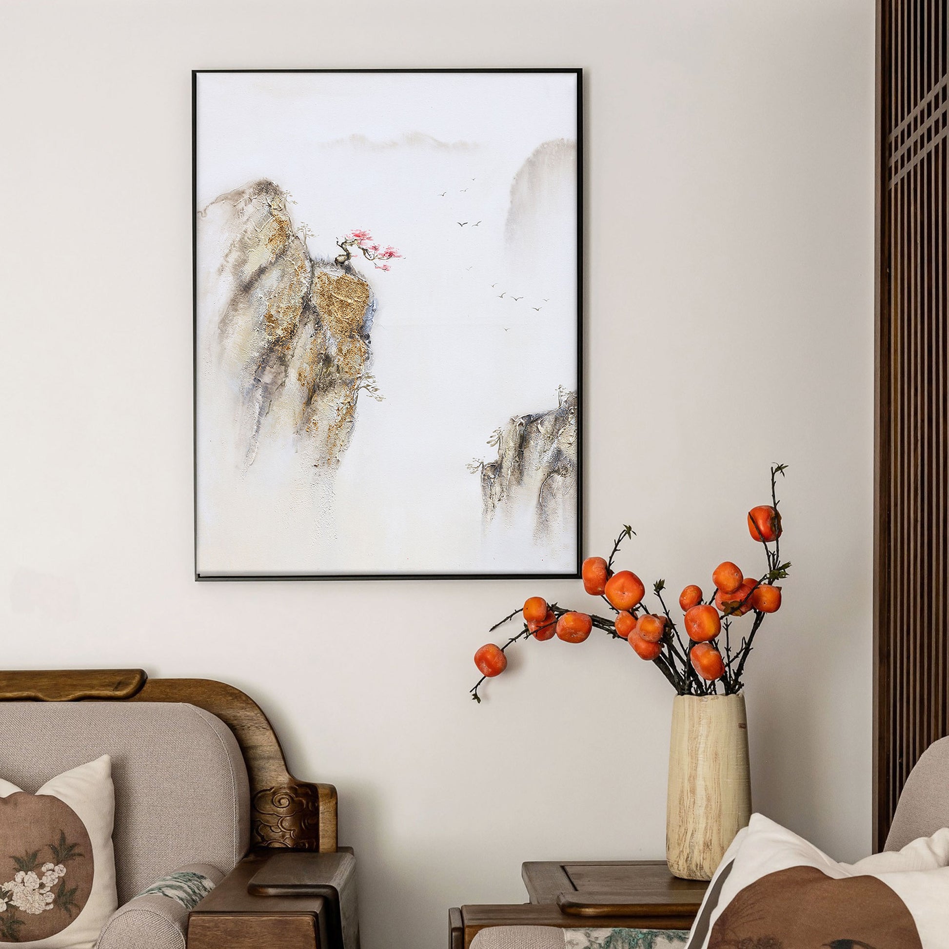 Painting Of The Mountains | Gold Canvas Art | Abstract Landscape Art | Large Canvas Wall Art #DF008