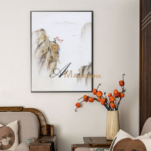 Painting Of The Mountains | Gold Canvas Art | Abstract Landscape Art | Large Canvas Wall Art #DF008