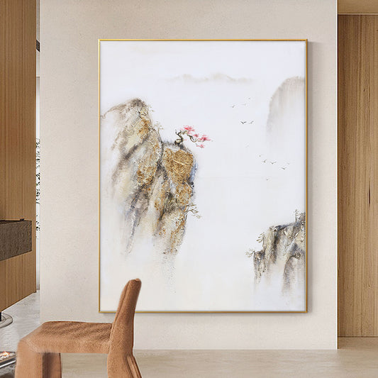 Painting Of The Mountains | Gold Canvas Art | Abstract Landscape Art | Large Canvas Wall Art #DF008