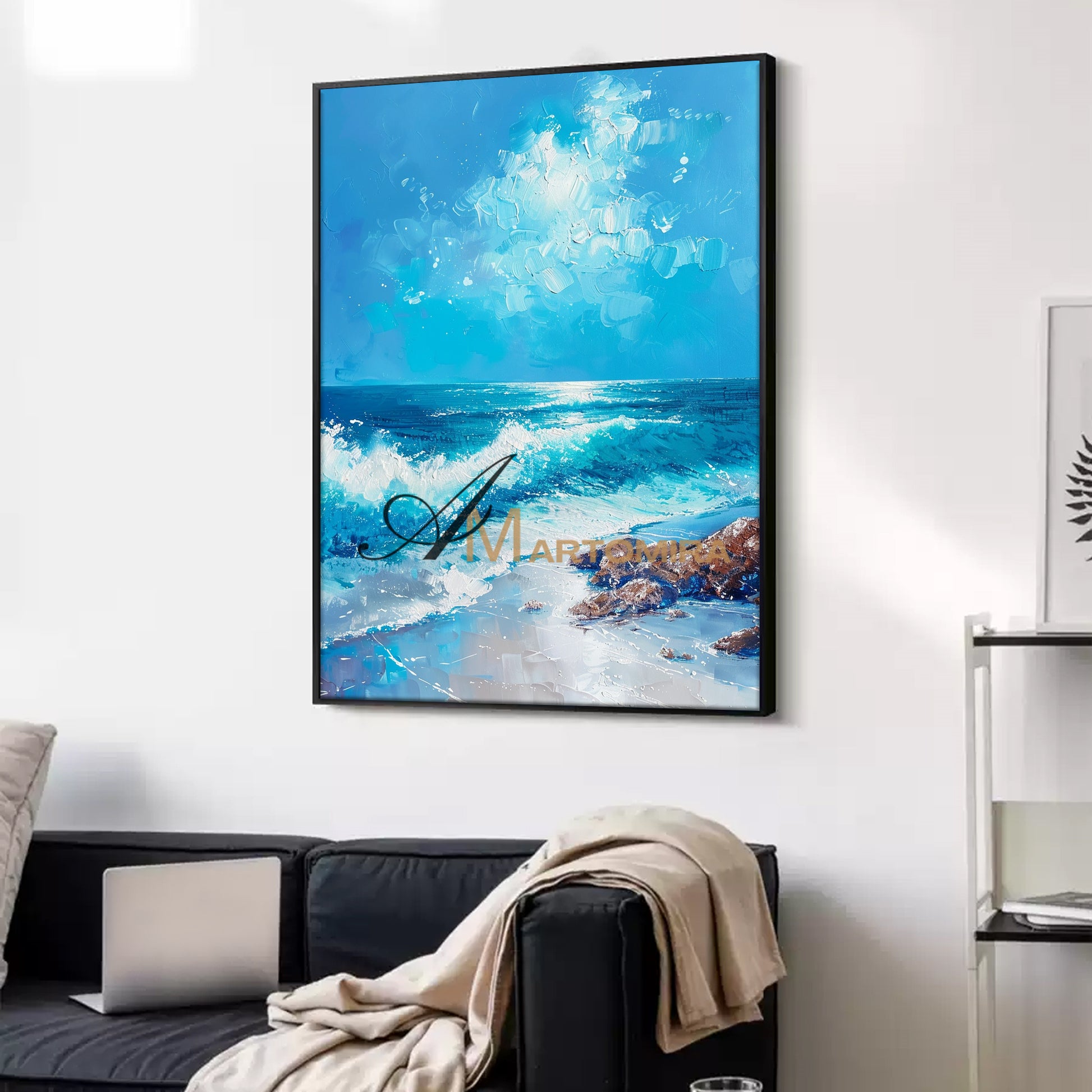 Wave Painting | Blue Ocean Paintings | Acrylic Landscape Art | Beach And Coastal Wall Art #POS066