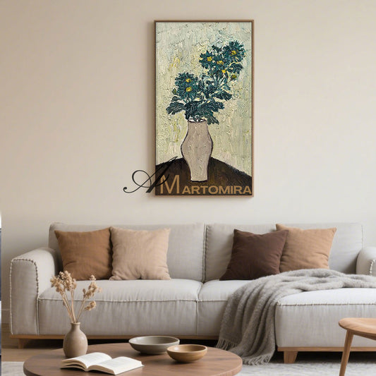 Flower Canvas Painting | Acrylic Flower Painting | Paintings Of Flowers In Vase #MF016