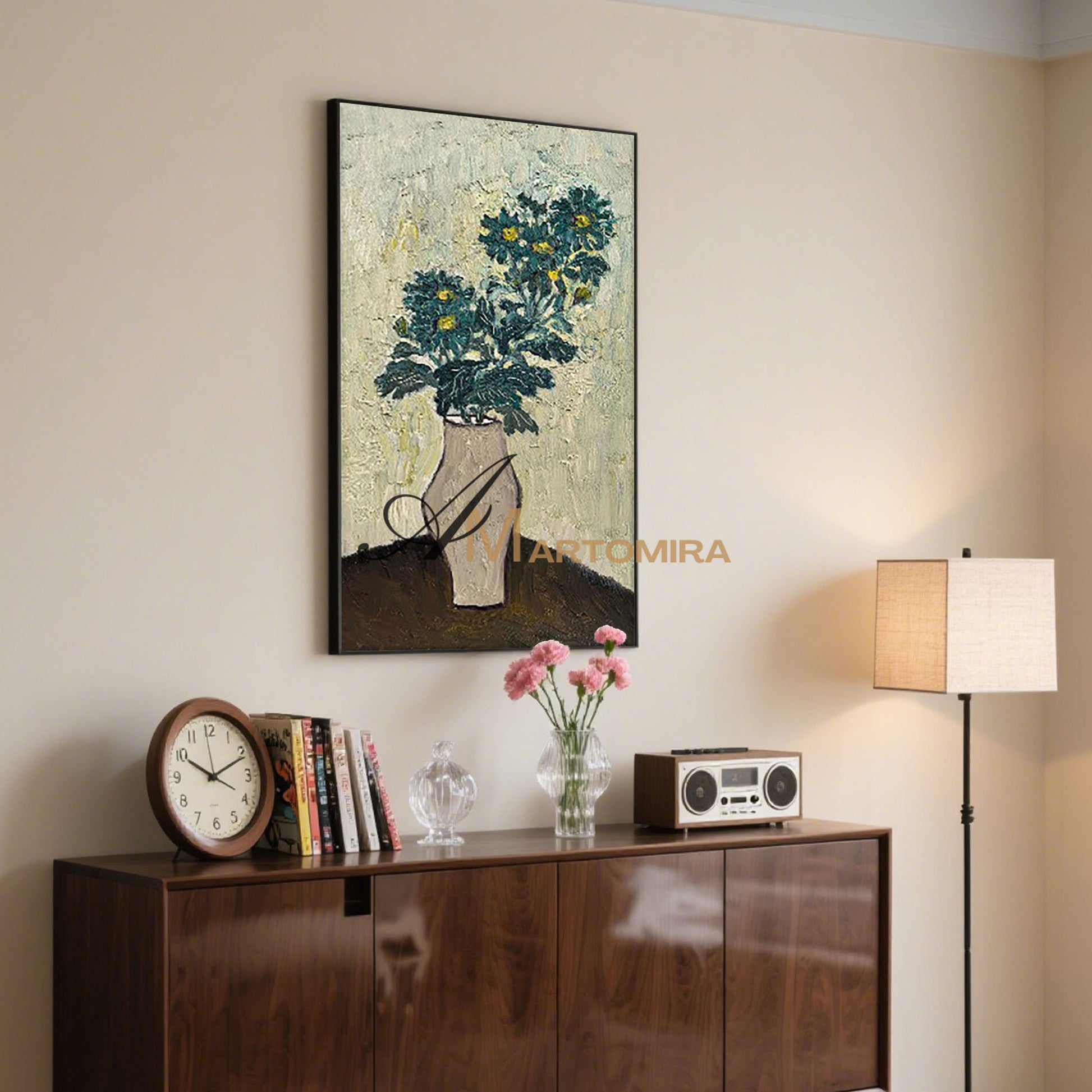 Flower Canvas Painting | Acrylic Flower Painting | Paintings Of Flowers In Vase #MF016