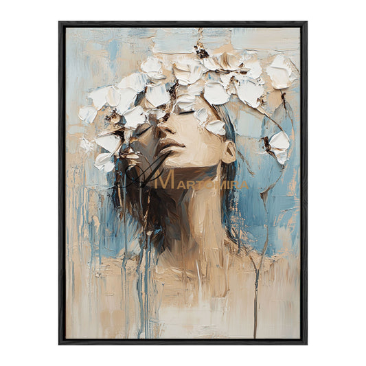 Abstract Woman Painting | Blue And White Wall Art | Abstract Painting | Large Canvas Art #AP015