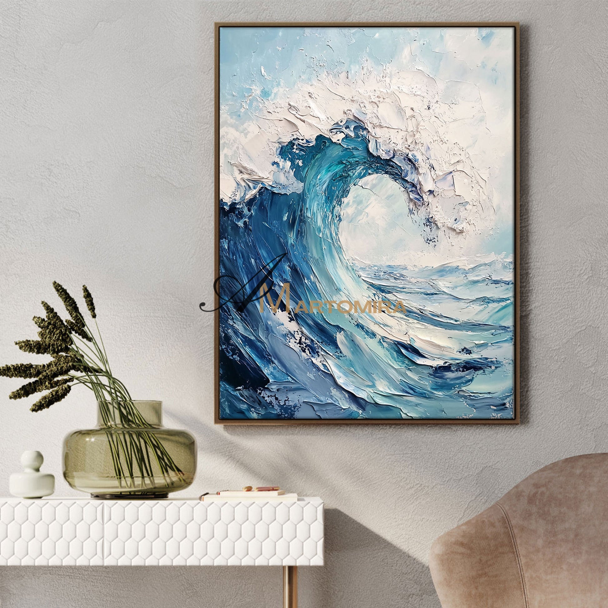 The Wave Painting | Blue Ocean Paintings | Abstract Paintings Of Waves | Textured  Wall Art #POS067