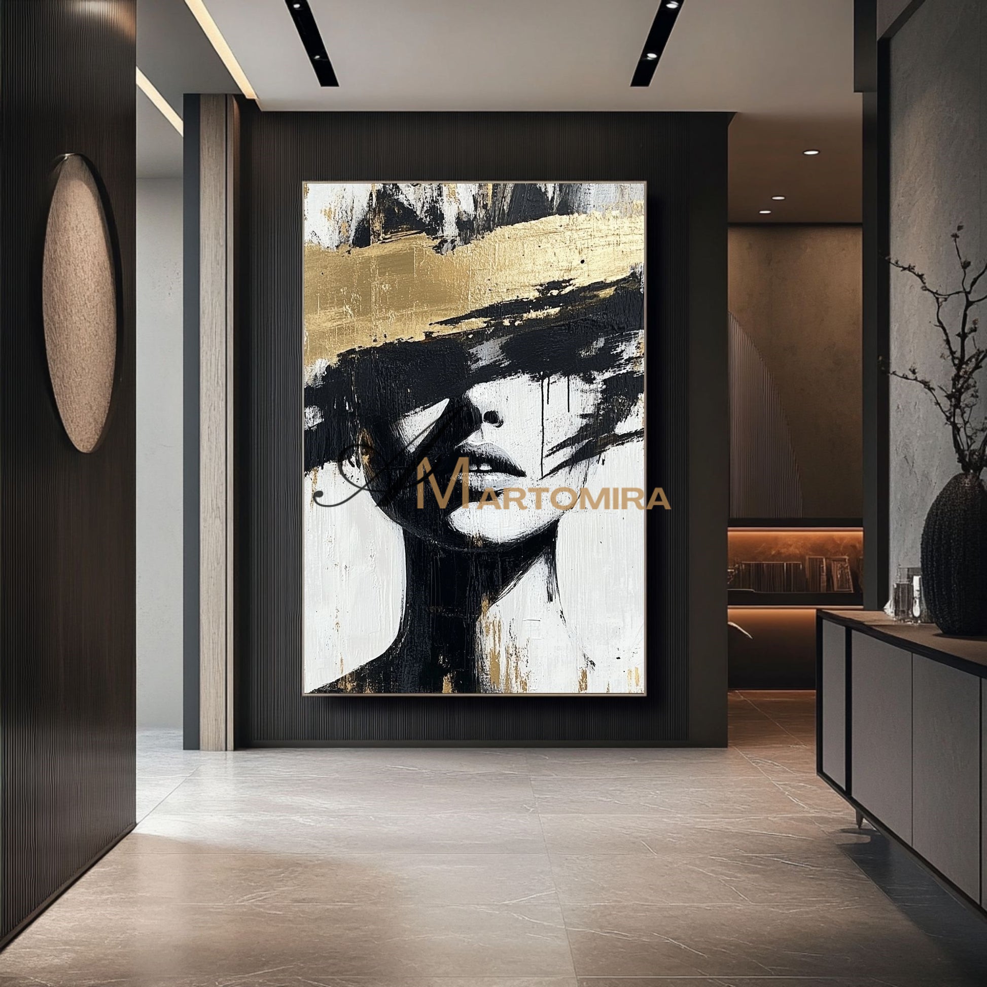 Abstract Painting Woman | Portraits Painting | Woman In Gold Painting | Wall Art Canvas #AP002