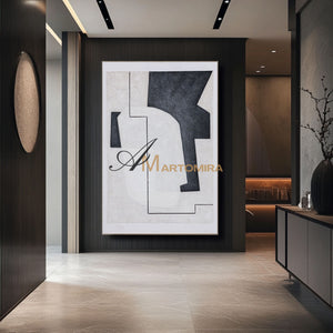 Black And White Canvas Art | Minimalist Painting | Abstract Geometric Art | Minimalist Abstract Wall Art #DF009