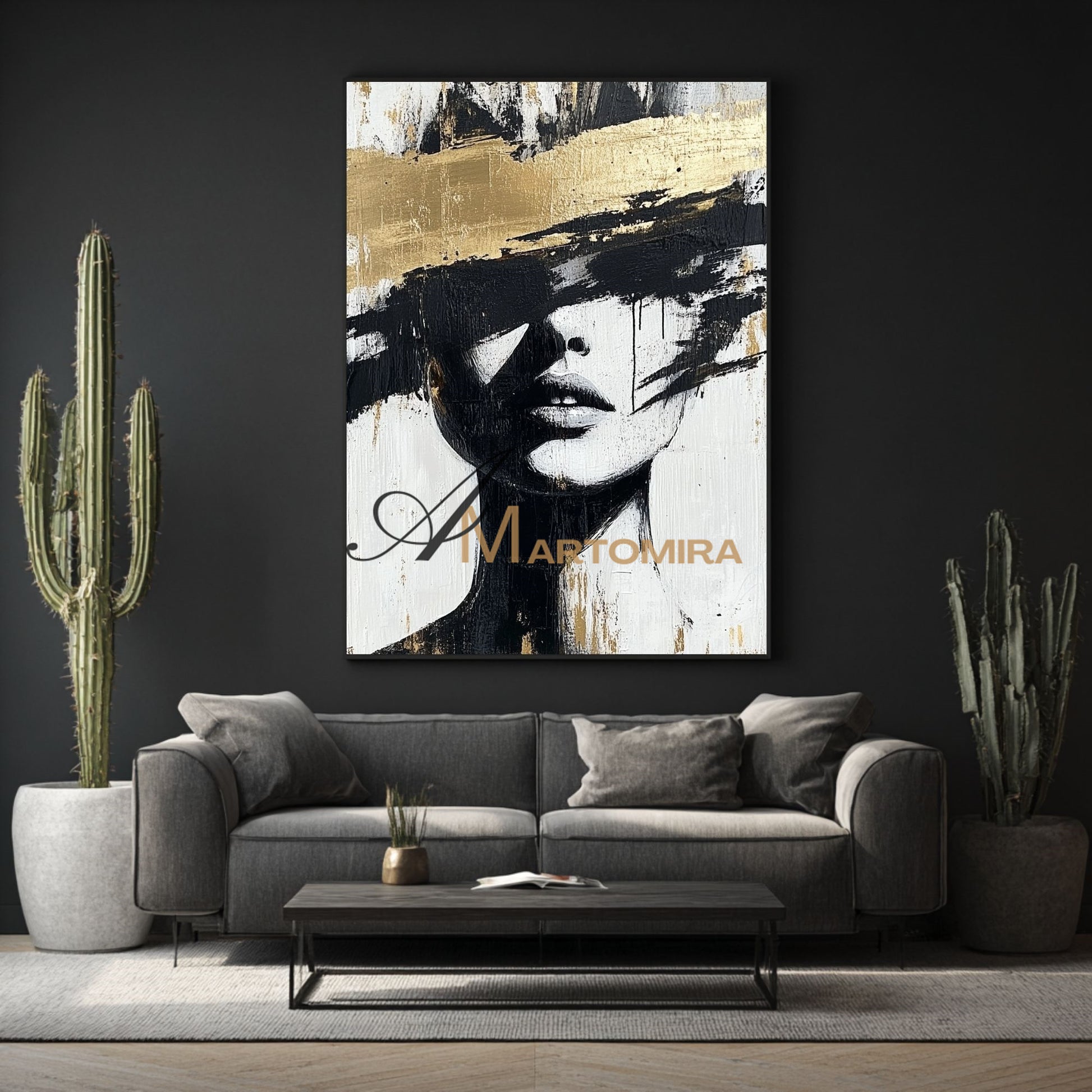 Abstract Painting Woman | Portraits Painting | Woman In Gold Painting | Wall Art Canvas #AP002
