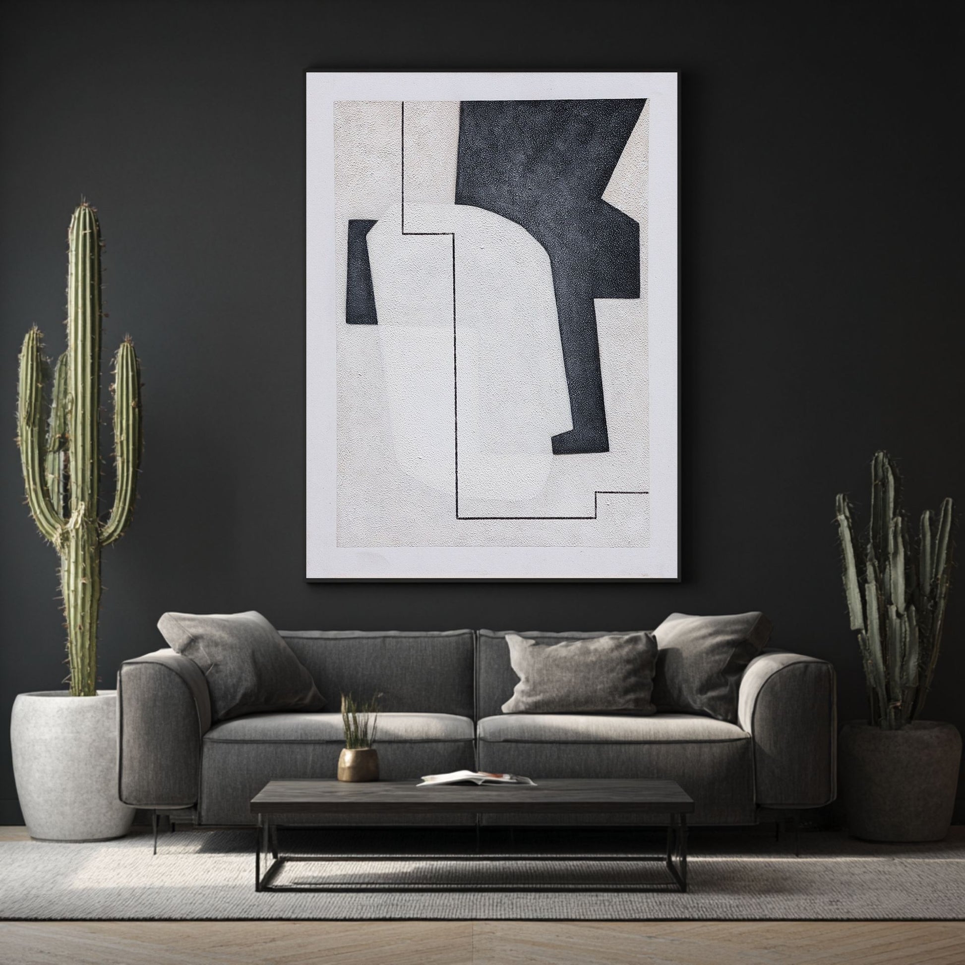 Black And White Canvas Art | Minimalist Painting | Abstract Geometric Art | Minimalist Abstract Wall Art #DF009