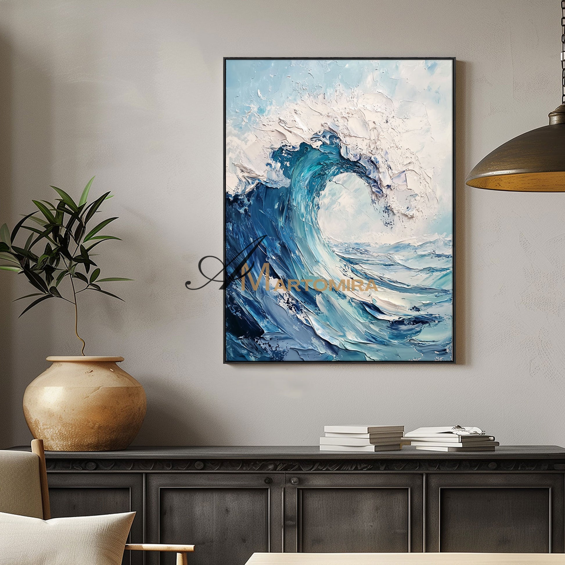 The Wave Painting | Blue Ocean Paintings | Abstract Paintings Of Waves | Textured  Wall Art #POS067