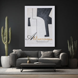Black And White Canvas Art | Minimalist Painting | Abstract Geometric Art | Minimalist Abstract Wall Art #DF009