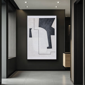 Black And White Canvas Art | Minimalist Painting | Abstract Geometric Art | Minimalist Abstract Wall Art #DF009