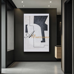 Black And White Canvas Art | Minimalist Painting | Abstract Geometric Art | Minimalist Abstract Wall Art #DF009