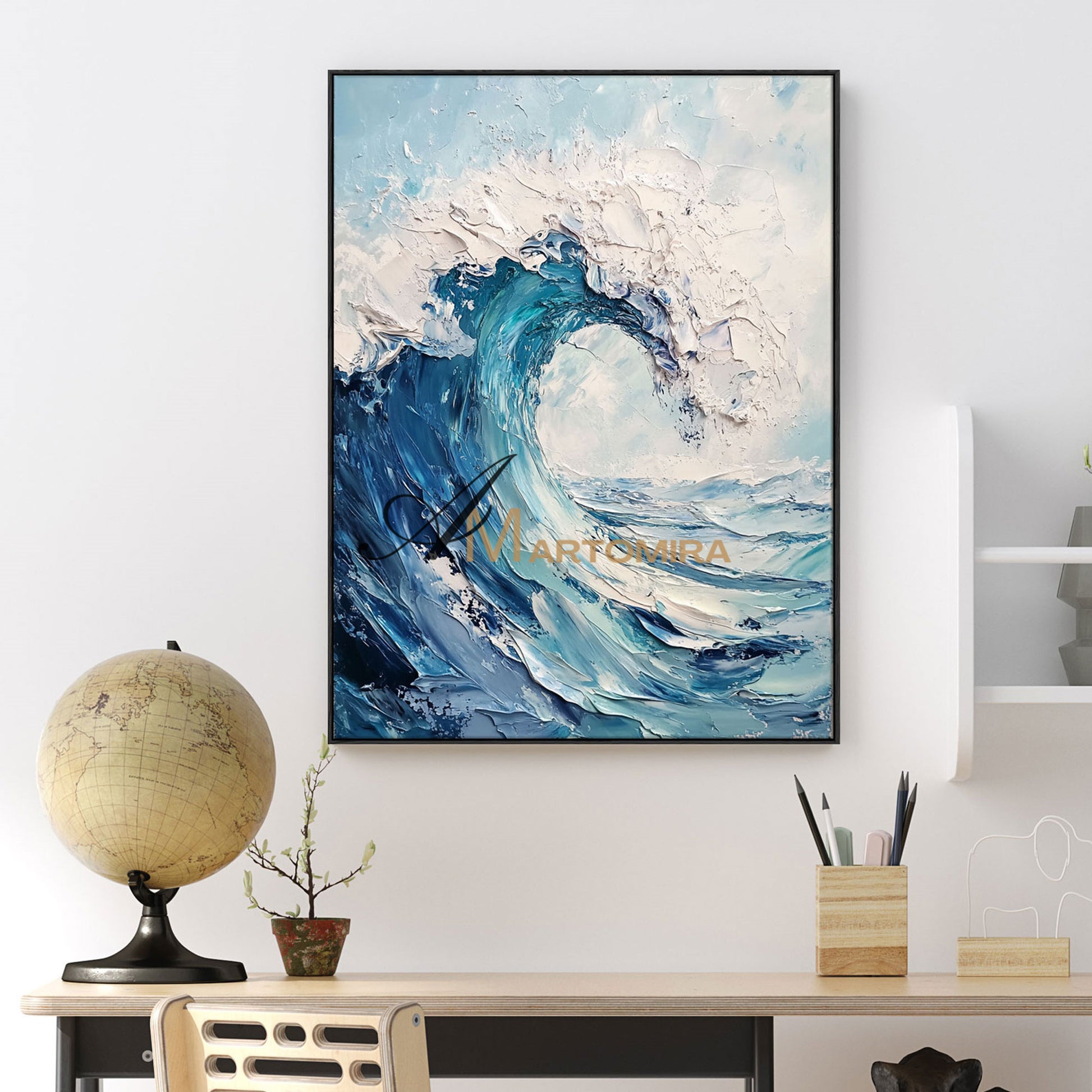 The Wave Painting | Blue Ocean Paintings | Abstract Paintings Of Waves | Textured  Wall Art #POS067