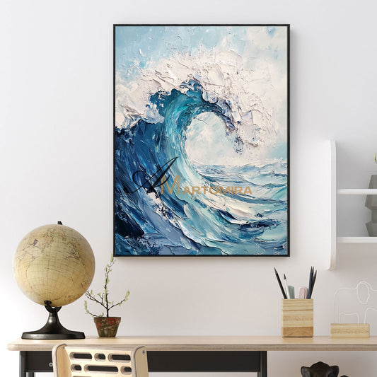 The Wave Painting | Blue Ocean Paintings | Abstract Paintings Of Waves | Textured  Wall Art #POS067