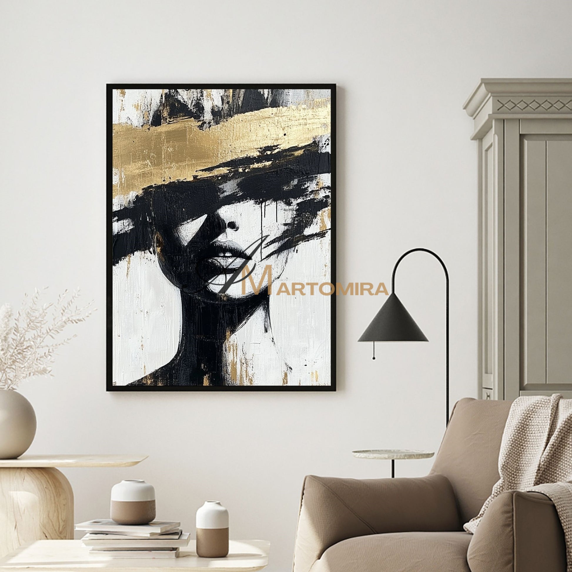 Abstract Painting Woman | Portraits Painting | Woman In Gold Painting | Wall Art Canvas #AP002