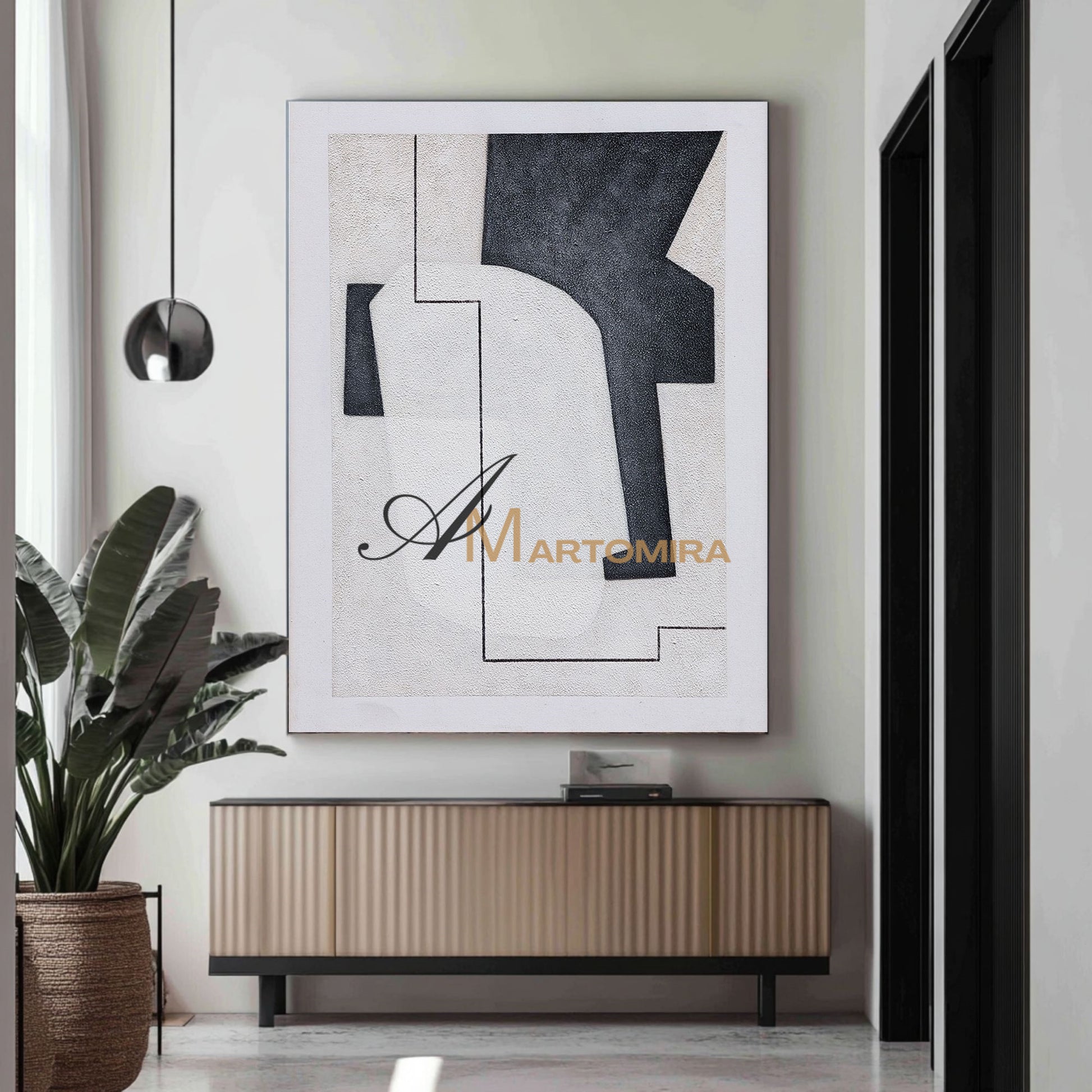 Black And White Canvas Art | Minimalist Painting | Abstract Geometric Art | Minimalist Abstract Wall Art #DF009