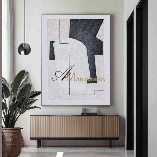 Black And White Canvas Art | Minimalist Painting | Abstract Geometric Art | Minimalist Abstract Wall Art #DF009