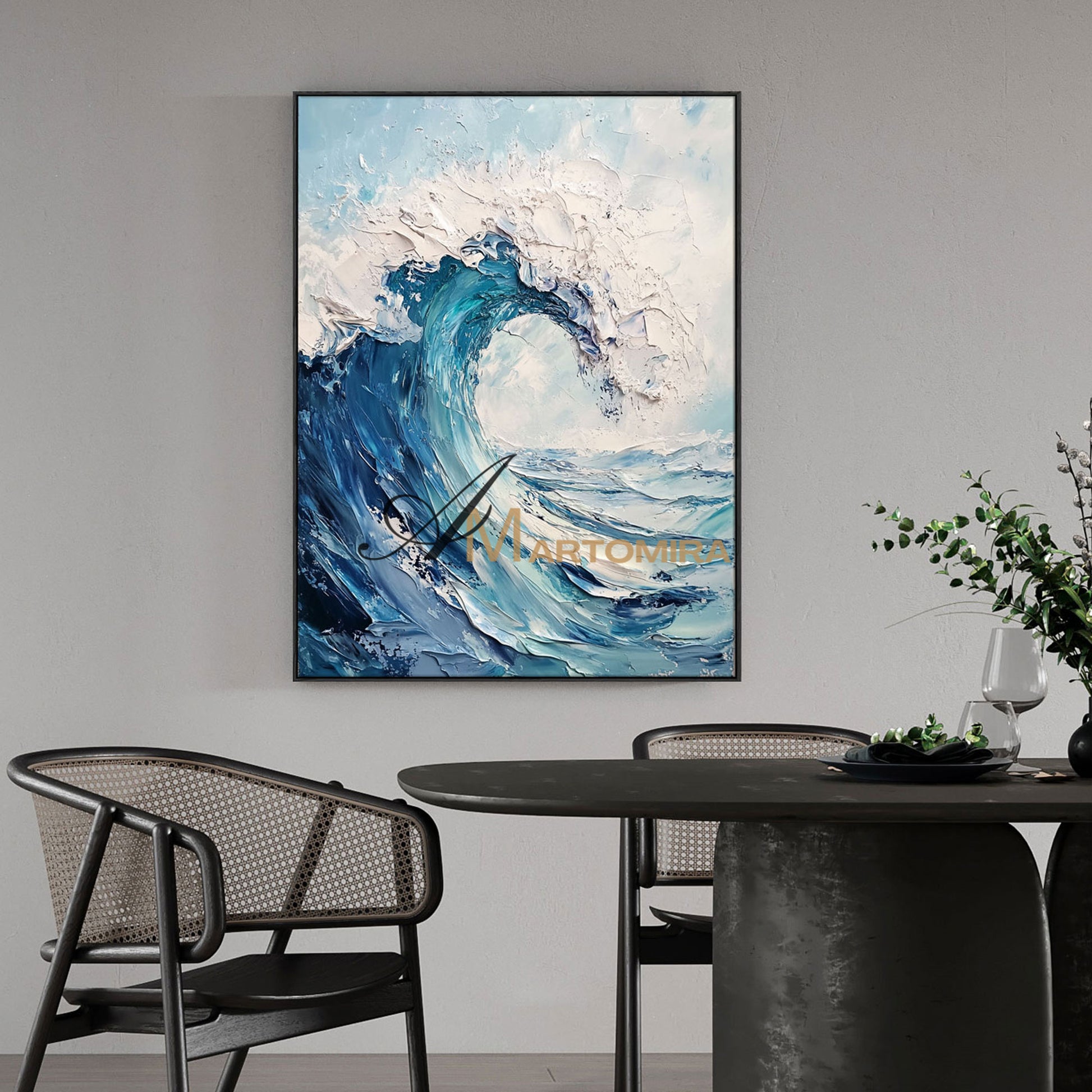 The Wave Painting | Blue Ocean Paintings | Abstract Paintings Of Waves | Textured  Wall Art #POS067