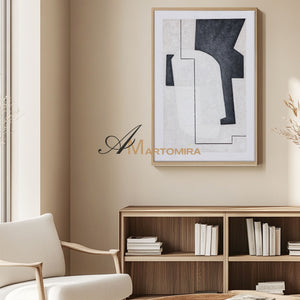 Black And White Canvas Art | Minimalist Painting | Abstract Geometric Art | Minimalist Abstract Wall Art #DF009