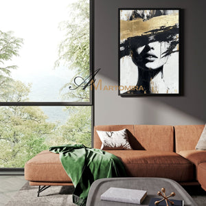 Abstract Painting Woman | Portraits Painting | Woman In Gold Painting | Wall Art Canvas #AP002