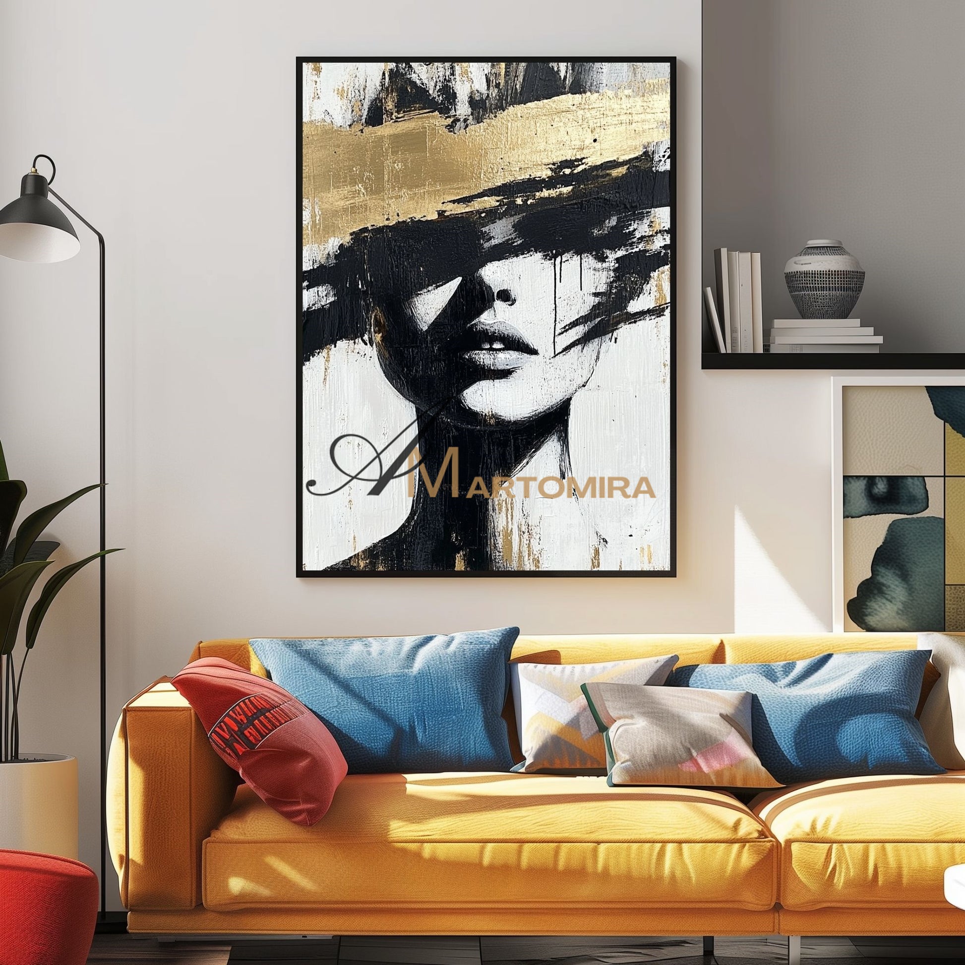 Abstract Painting Woman | Portraits Painting | Woman In Gold Painting | Wall Art Canvas #AP002