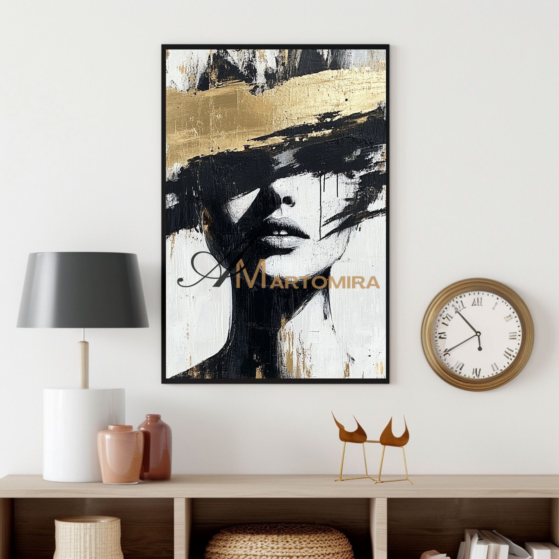 Abstract Painting Woman | Portraits Painting | Woman In Gold Painting | Wall Art Canvas #AP002