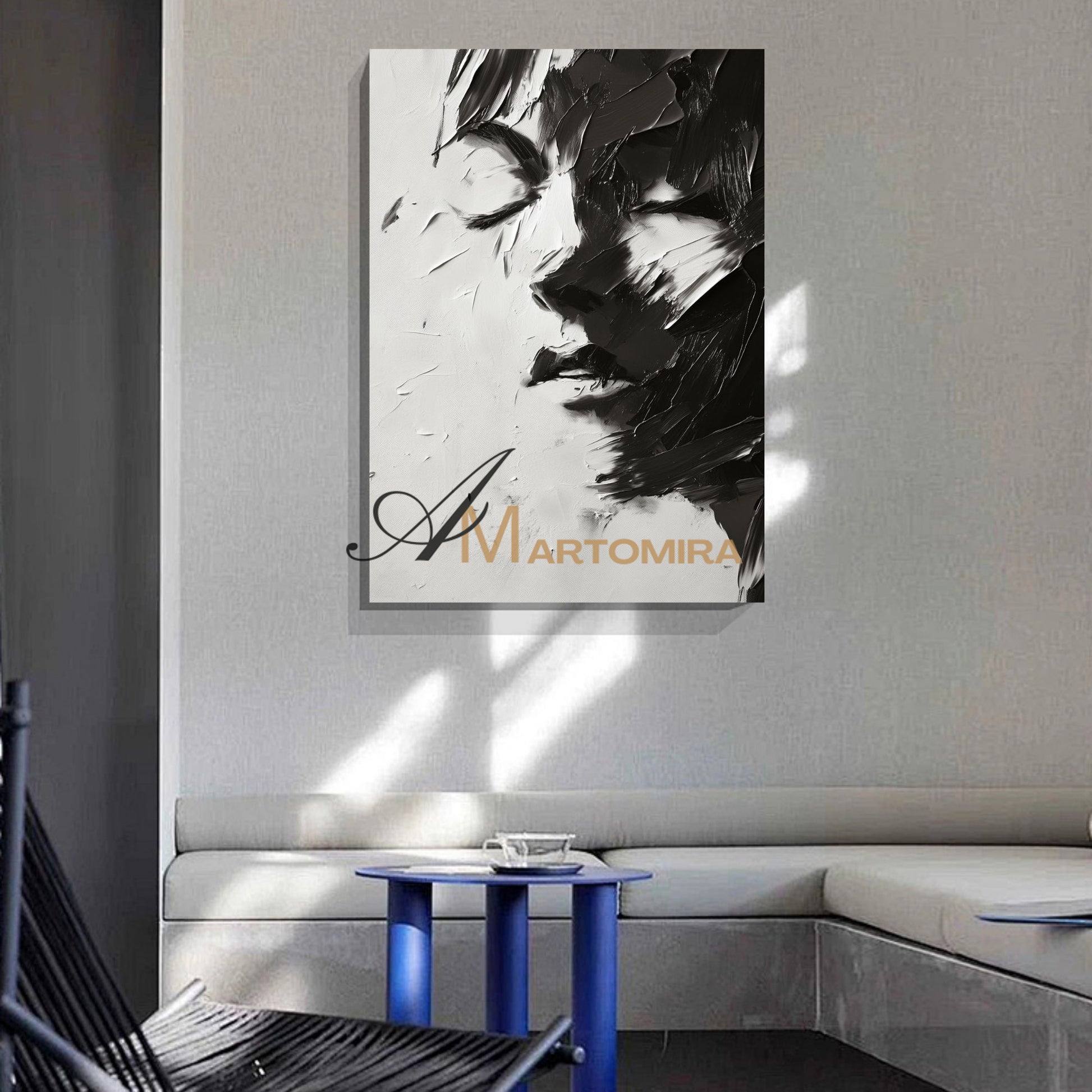 Black And White Abstract Art | Art Portraits|Beautiful Woman Painting | Large Canvas Wall Art #AP033
