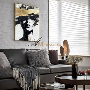 Abstract Painting Woman | Portraits Painting | Woman In Gold Painting | Wall Art Canvas #AP002