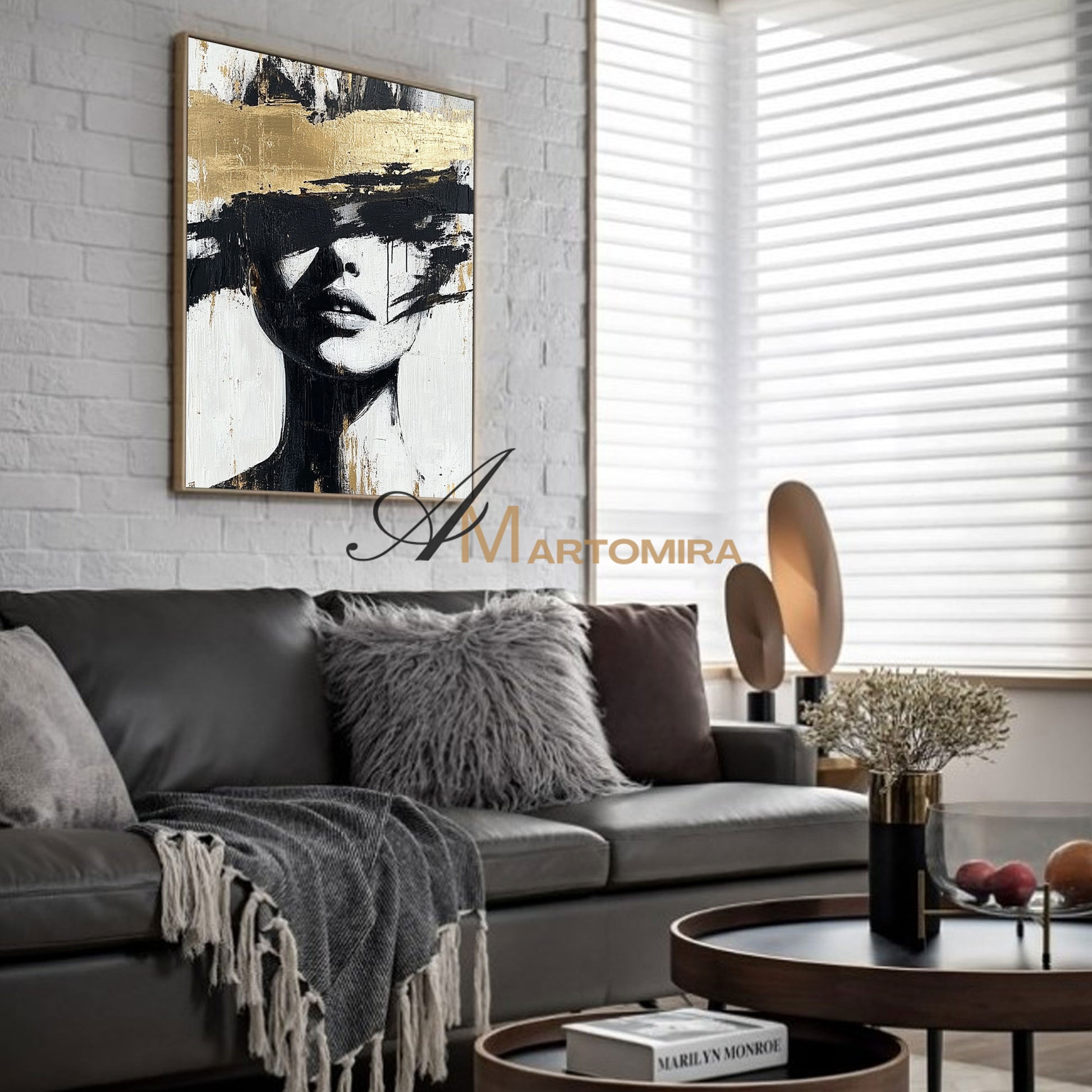 Abstract Painting Woman | Portraits Painting | Woman In Gold Painting | Wall Art Canvas #AP002