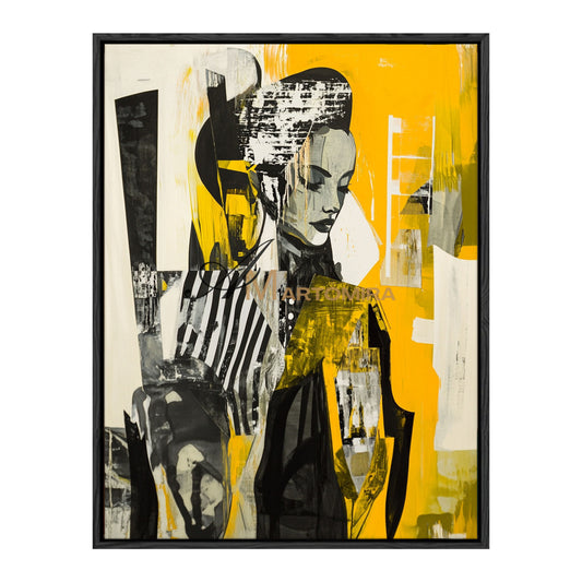 Abstract Wall Art | Yellow Wall Art | Painting Art Woman | Large Canvas Wall Art #AP016
