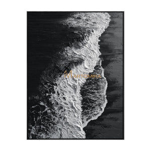 Ocean Wall Art | Black Textured Art | Black And White Abstract Wall Art | Abstract Paintings Of Waves #POS068