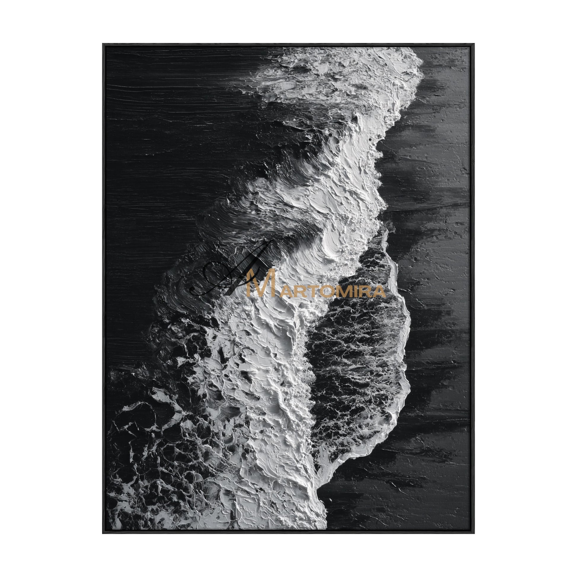 Ocean Wall Art | Black Textured Art | Black And White Abstract Wall Art | Abstract Paintings Of Waves #POS068