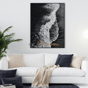 Ocean Wall Art | Black Textured Art | Black And White Abstract Wall Art | Abstract Paintings Of Waves #POS068