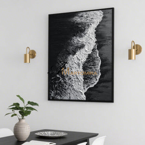 Ocean Wall Art | Black Textured Art | Black And White Abstract Wall Art | Abstract Paintings Of Waves #POS068